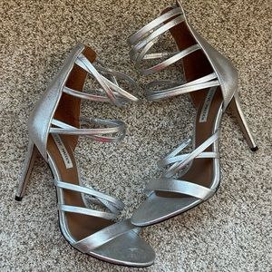 Silver strappy heels